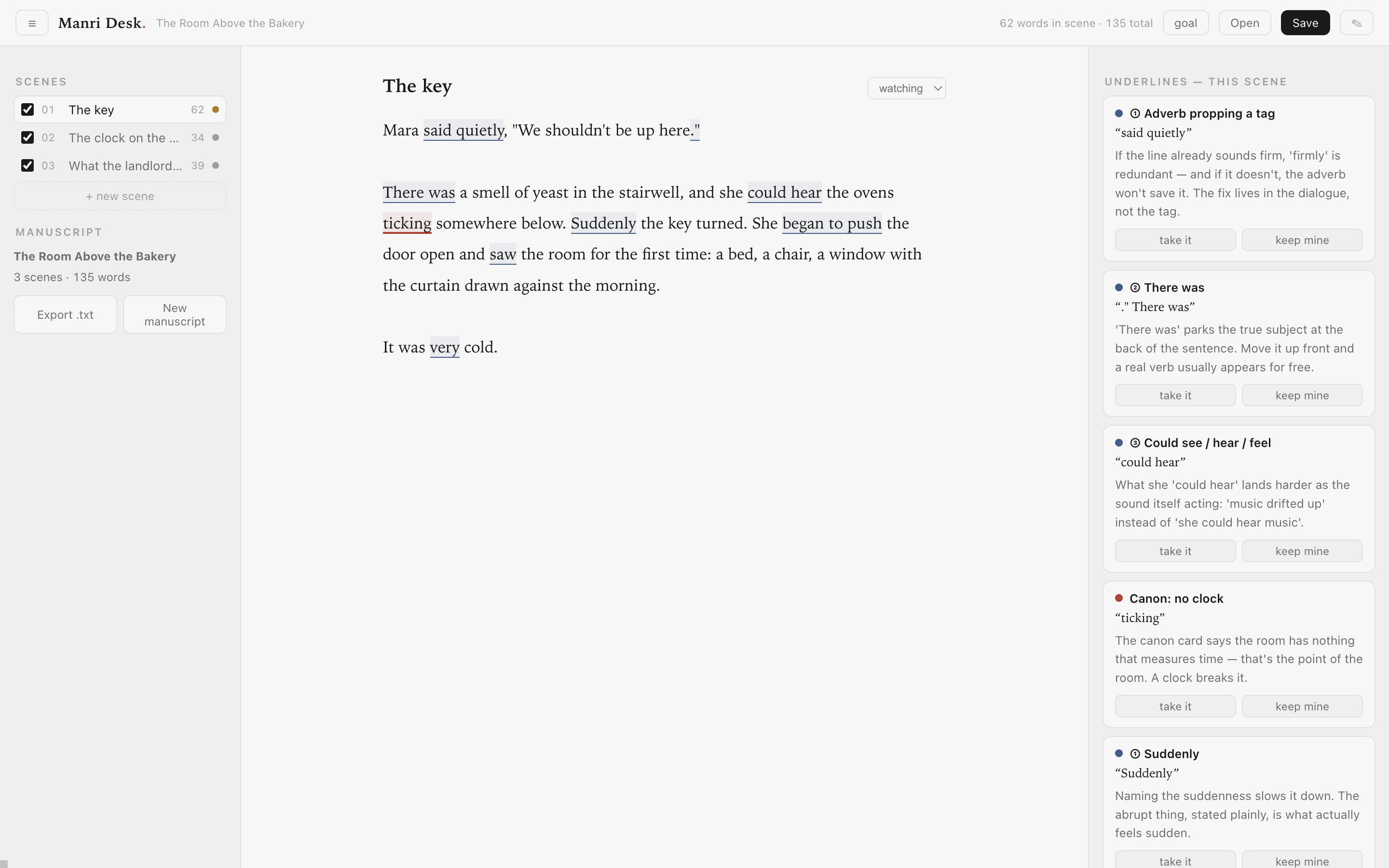 Manri Desk — the full screen